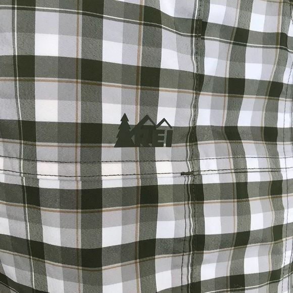 Rei Mens Sz M Green Plaid Mesh Armpits Shirt - Picture 4 of 8